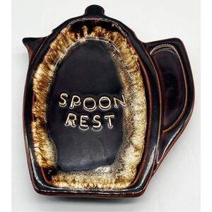 Vintage Pfaltzgraff Brown Drip Gourmet Brown Drip Coffee Pot Spoon Rest 511